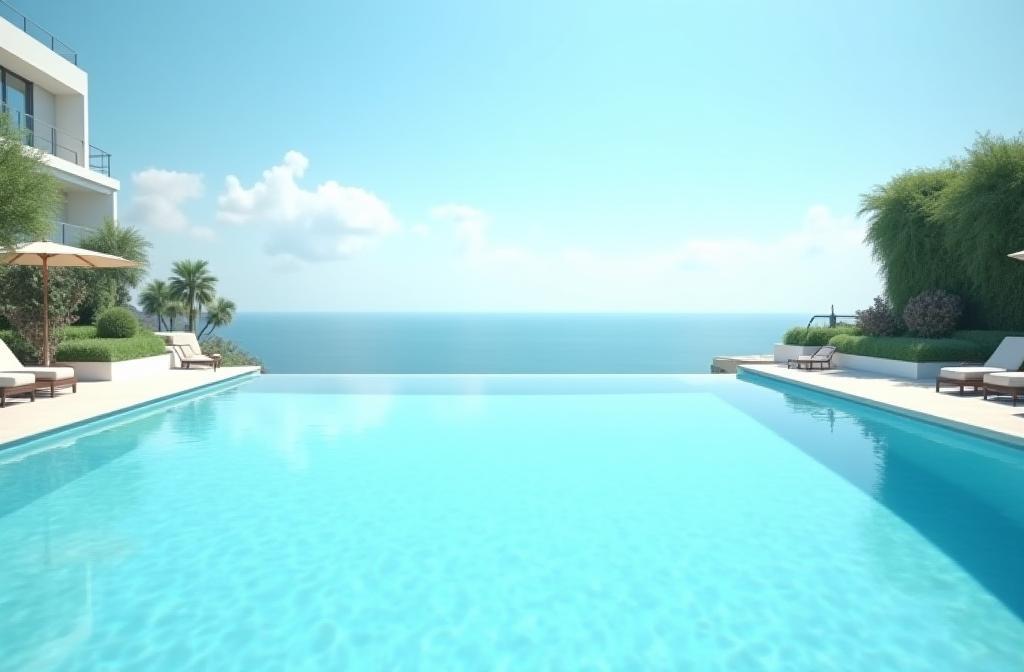 Luxury swimming pool with clear blue water